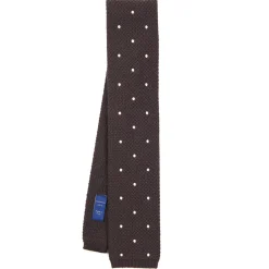 E.Marinella CRAVATTE|Cravatte In Lana E Cashmere|CRAVATTA TRICOT IN CASHMERE MARRONE SCURO Pois bianco