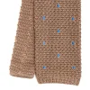 E.Marinella CRAVATTE|Cravatte In Garza E Tricot|CRAVATTA TRICOT IN SETA BEIGE Pois azzurro