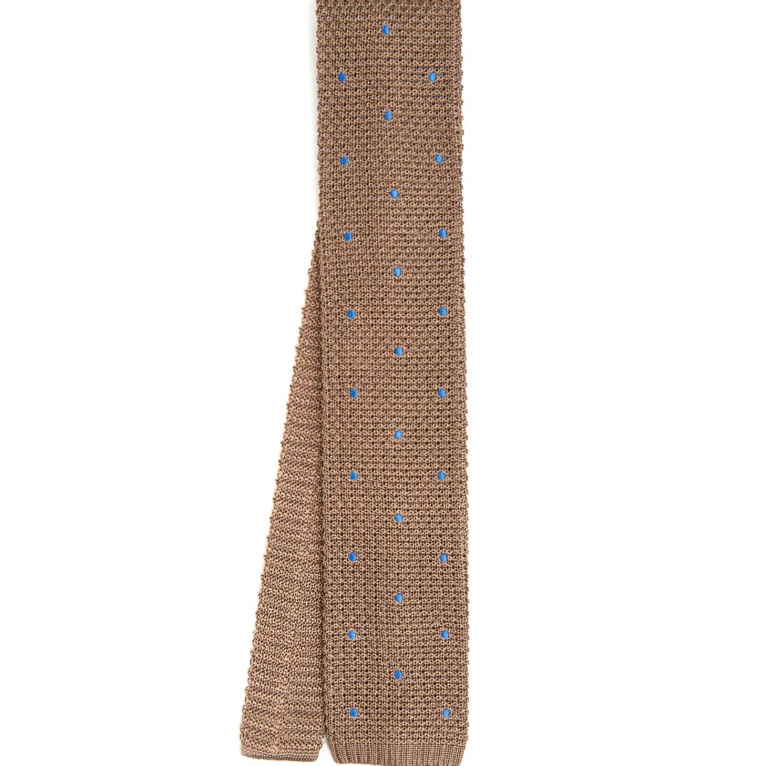 E.Marinella CRAVATTE|Cravatte In Garza E Tricot|CRAVATTA TRICOT IN SETA BEIGE Pois azzurro