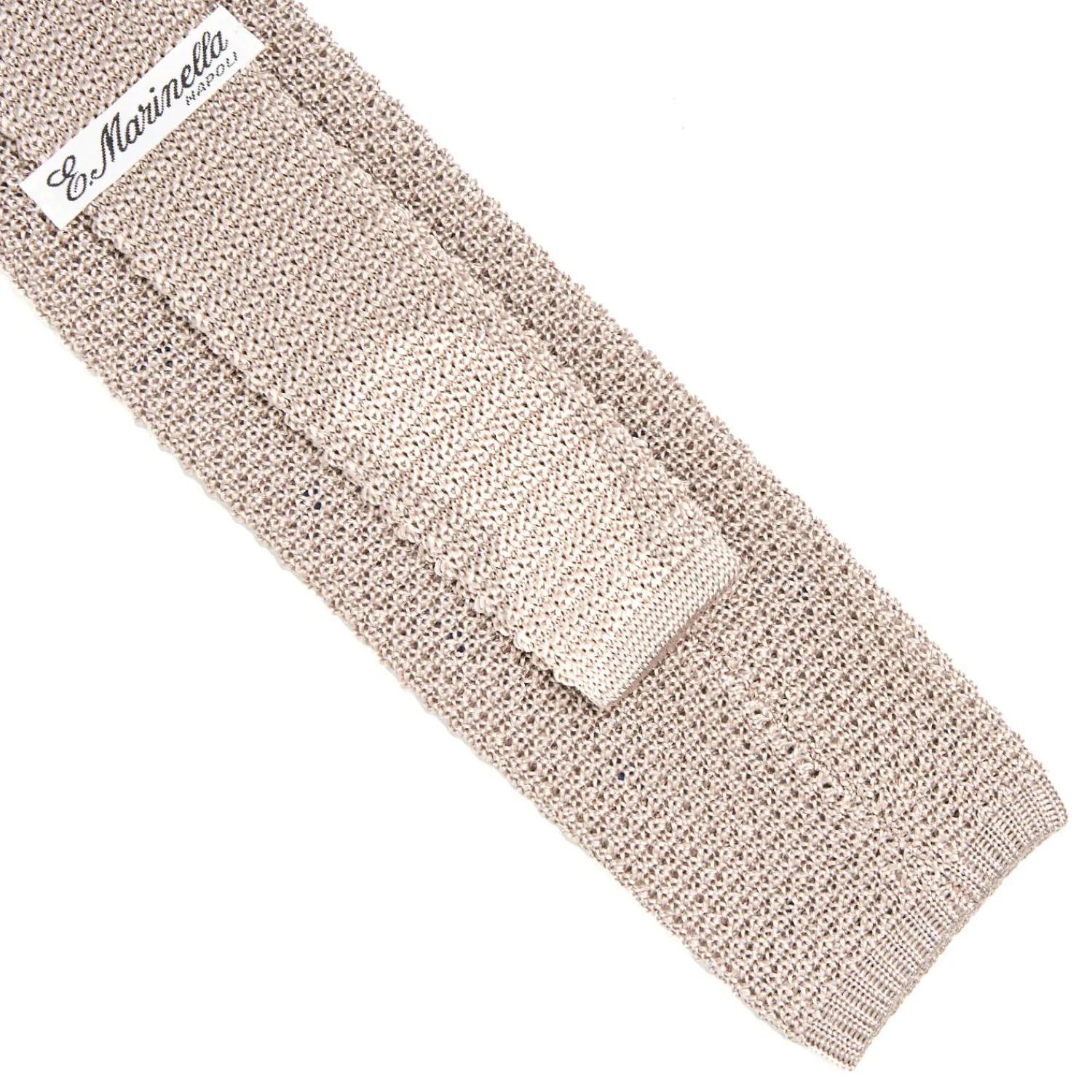 E.Marinella CRAVATTE|Cravatte In Garza E Tricot|CRAVATTA TRICOT IN SETA BEIGE Pois blu