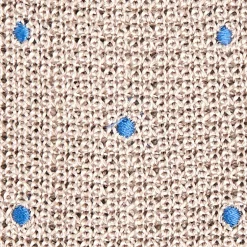 E.Marinella CRAVATTE|Cravatte In Garza E Tricot|CRAVATTA TRICOT IN SETA BEIGE Pois blu