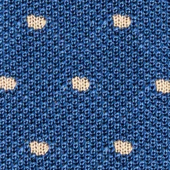 E.Marinella CRAVATTE|Cravatte In Garza E Tricot|CRAVATTA TRICOT IN SETA BLU Pois beige