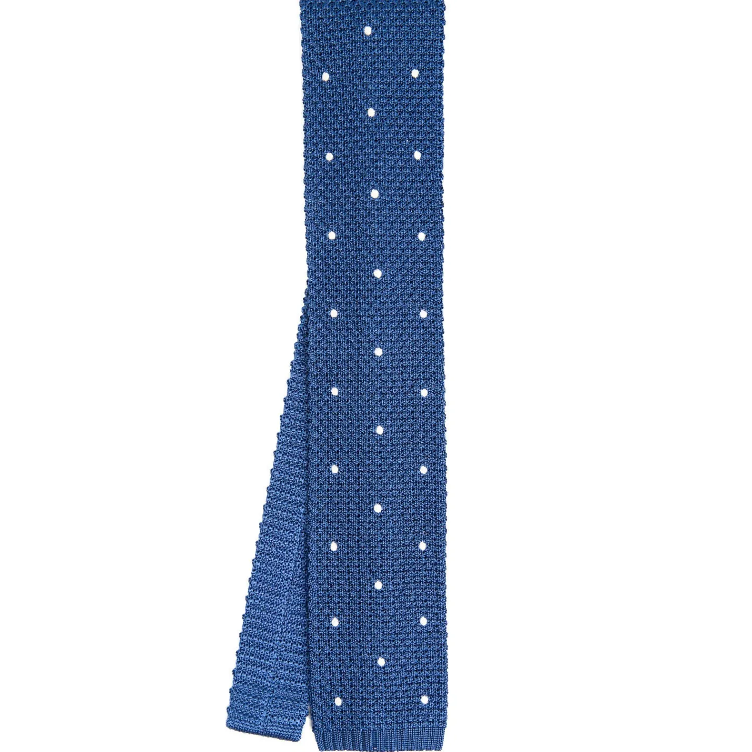 E.Marinella CRAVATTE|Cravatte Pois|CRAVATTA TRICOT IN SETA BLU Pois beige