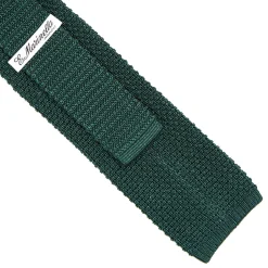 E.Marinella CRAVATTE|Cravatte In Garza E Tricot|CRAVATTA TRICOT IN SETA VERDE SCURO Pois beige