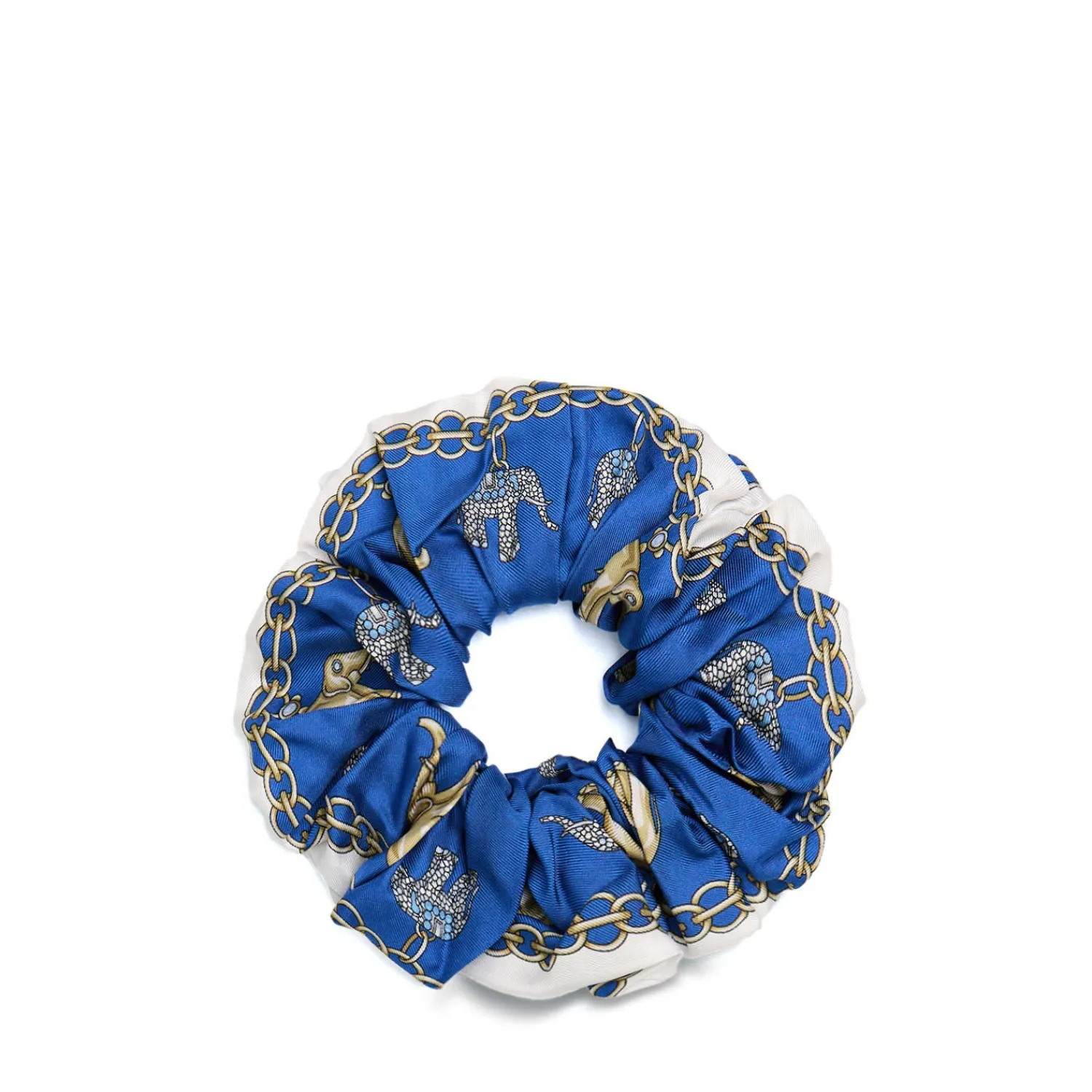 E.Marinella Fasce Ed Elastici Per Capelli|ELASTICO PER CAPELLI IN SETA BLU Lucky elephant