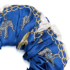 E.Marinella Fasce Ed Elastici Per Capelli|ELASTICO PER CAPELLI IN SETA BLU Lucky elephant