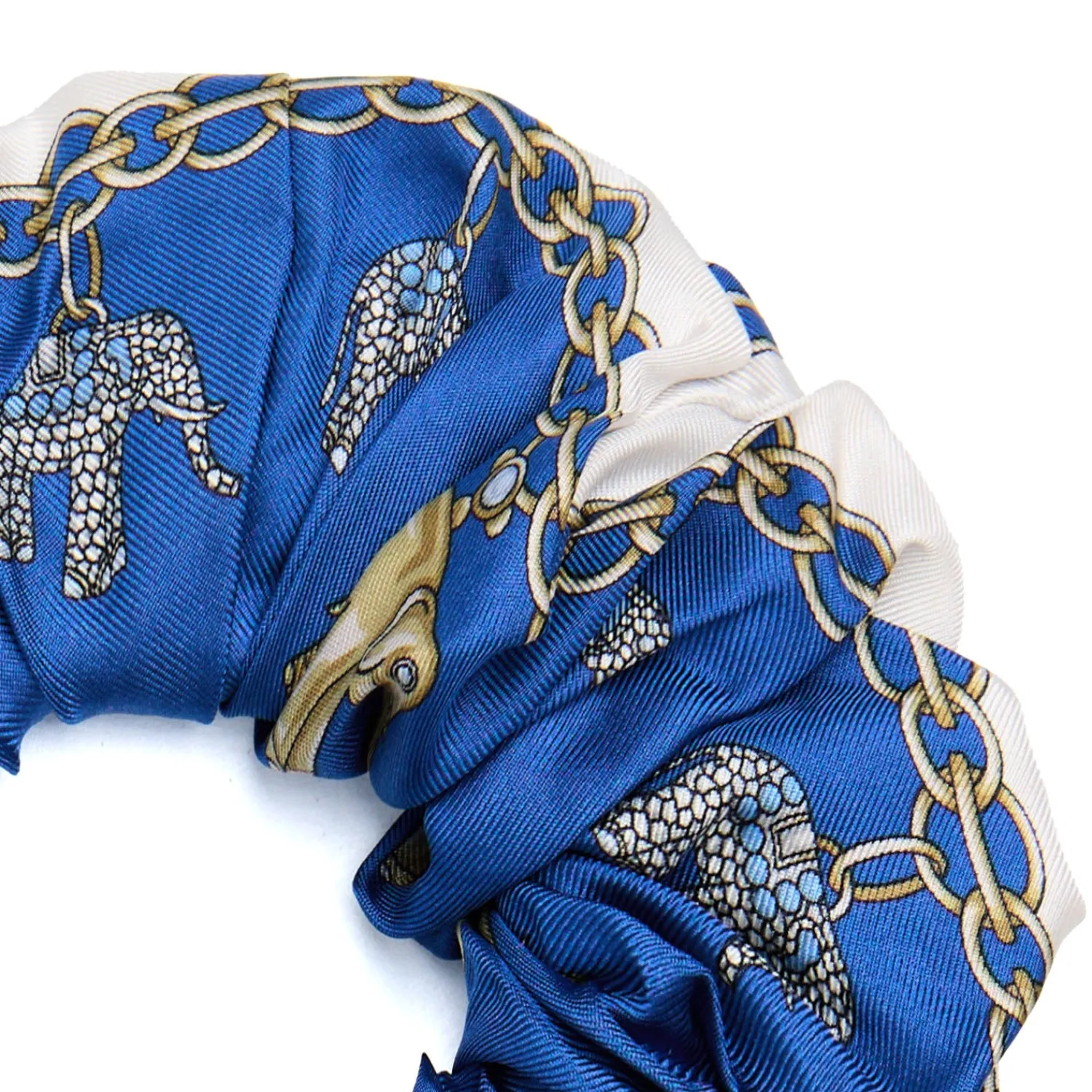 E.Marinella Fasce Ed Elastici Per Capelli|ELASTICO PER CAPELLI IN SETA BLU Lucky elephant