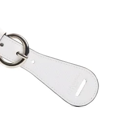 E.Marinella Ferma Foulard|FERMAFOULARD IN PELLE BIANCO Con fibbia argentata