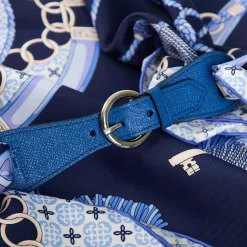 E.Marinella Ferma Foulard|FERMAFOULARD IN PELLE BLUETTE Con fibbia argentata