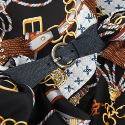 E.Marinella Ferma Foulard|FERMAFOULARD IN PELLE BLU SCURO Con fibbia argentata