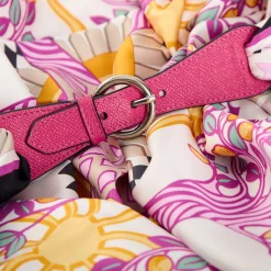 E.Marinella Ferma Foulard|FERMAFOULARD IN PELLE FUCSIA Con fibbia argentata