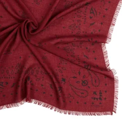 E.Marinella Sciarpe Invernali|FOULARD IN LANA, CASHMERE E SETA 65 BORDEAUX Paisley