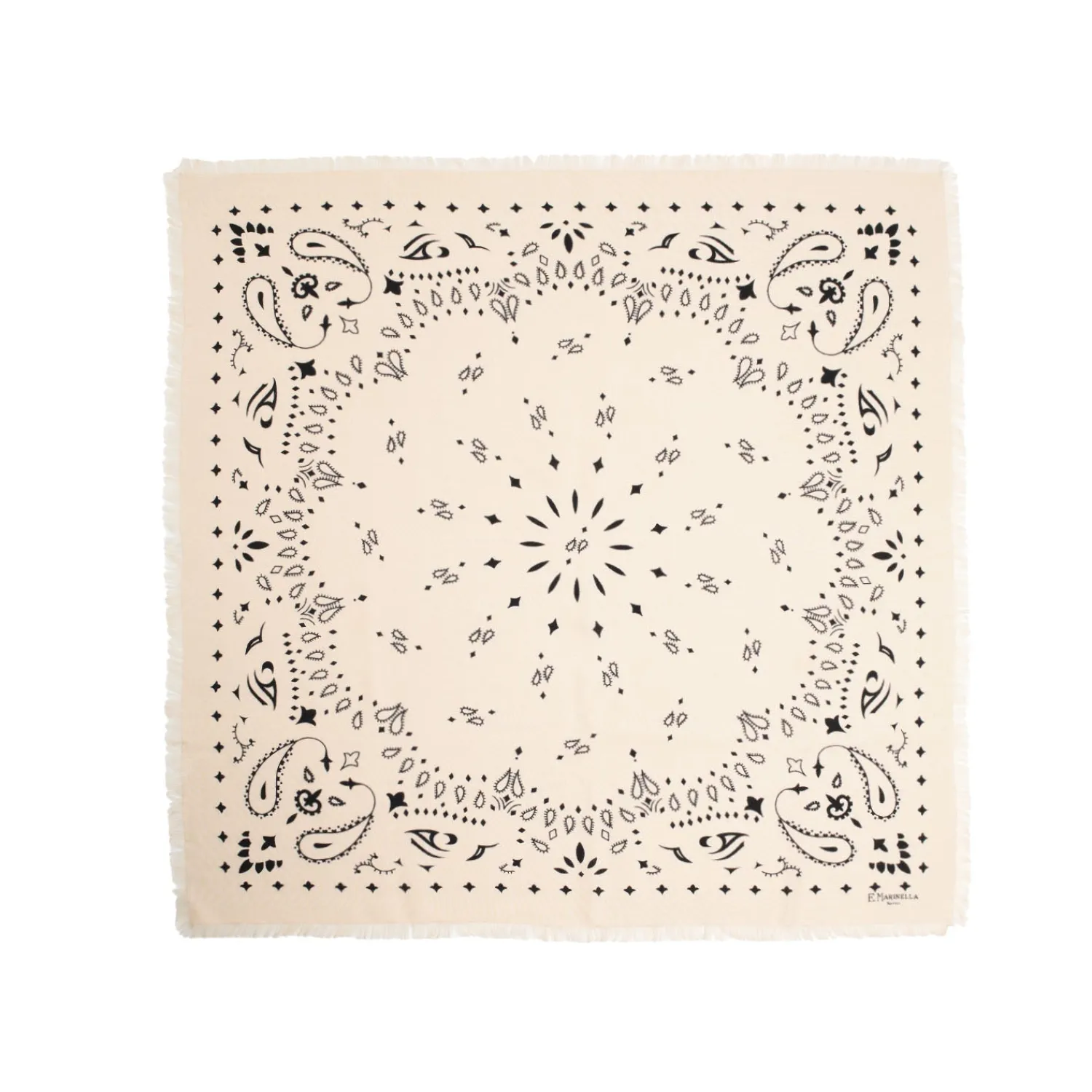 E.Marinella Sciarpe Invernali|FOULARD IN LANA, CASHMERE E SETA 65 BIANCA Paisley