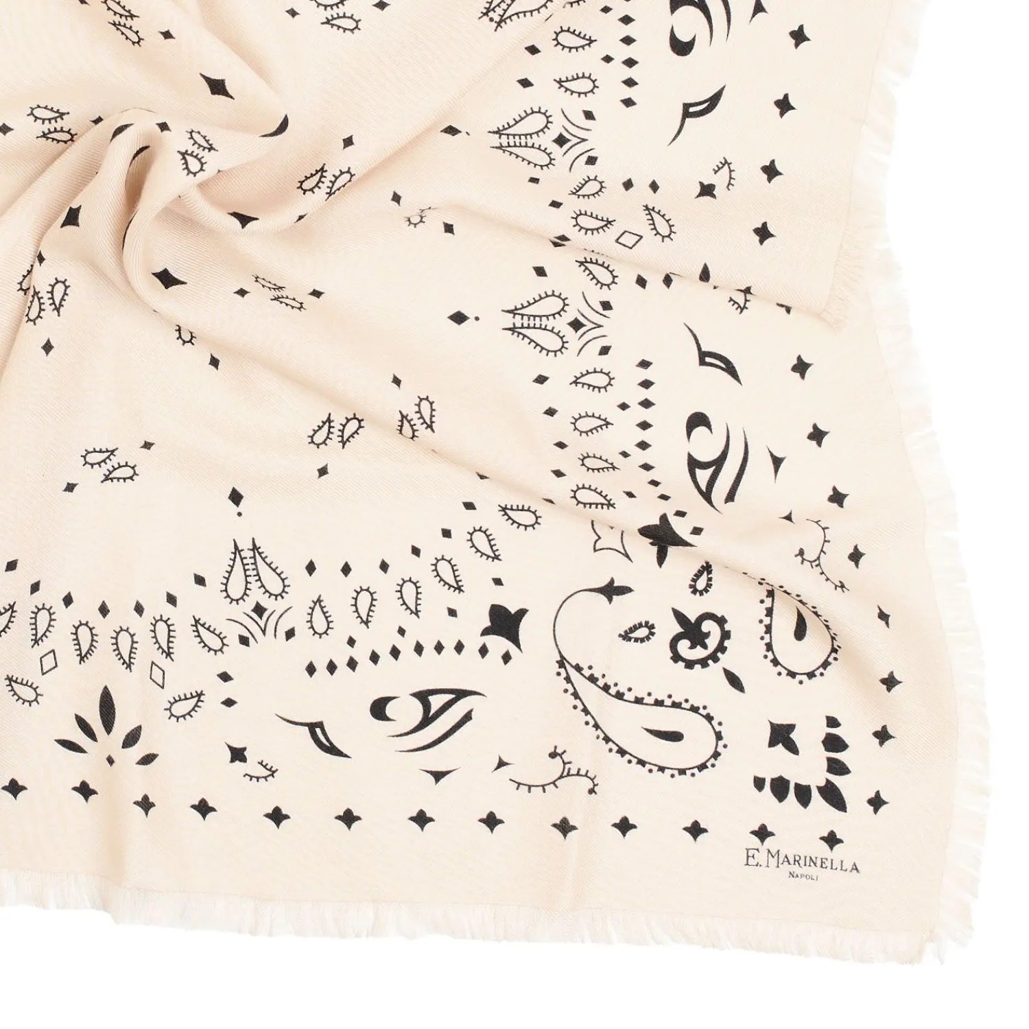 E.Marinella Sciarpe Invernali|FOULARD IN LANA, CASHMERE E SETA 65 BIANCA Paisley
