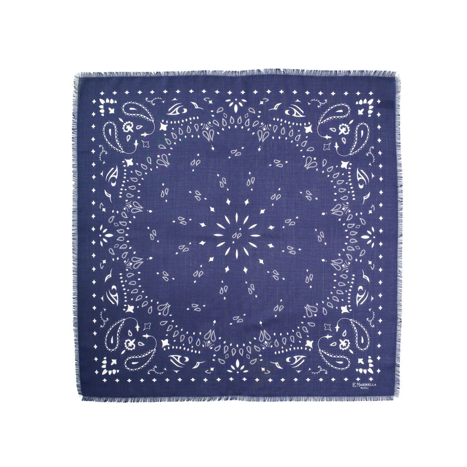 E.Marinella Sciarpe Invernali|FOULARD IN LANA, CASHMERE E SETA 65 BLU SCURO Paisley