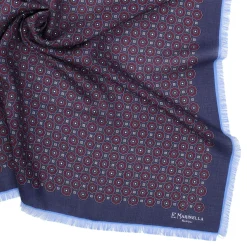 E.Marinella Sciarpe Invernali|FOULARD IN LANA, CASHMERE E SETA 65 BLU SCURO Archivio inspiration 1985