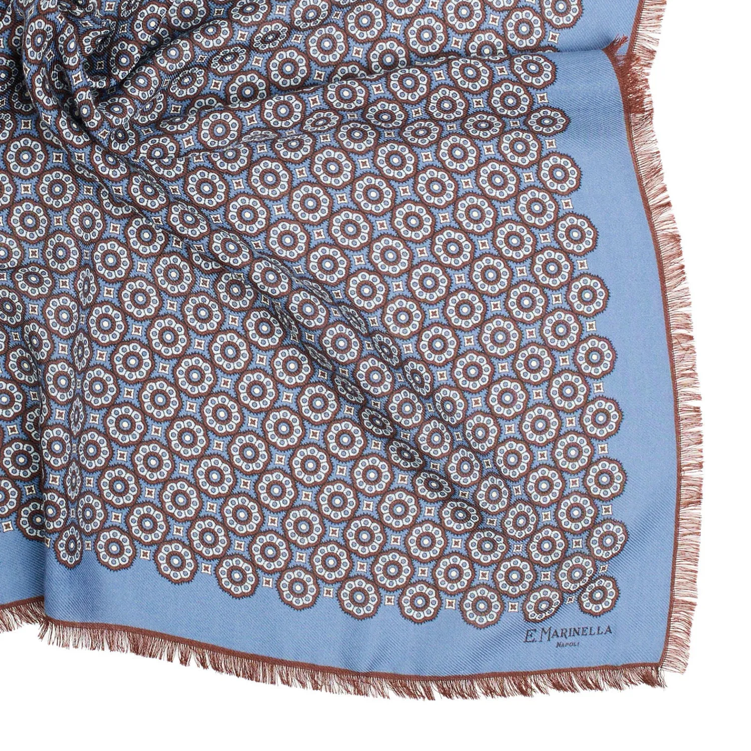 E.Marinella Sciarpe Invernali|FOULARD IN LANA, CASHMERE E SETA 65 AZZURRO POLVERE Archivio inspiration 1985