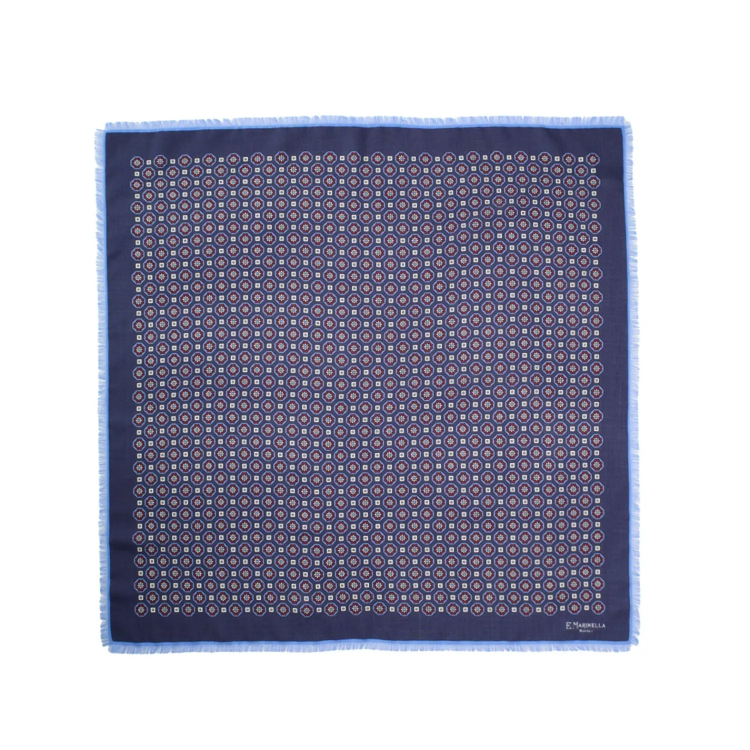 E.Marinella Sciarpe Invernali|FOULARD IN LANA, CASHMERE E SETA 65 BLU SCURO Archivio inspiration 1939