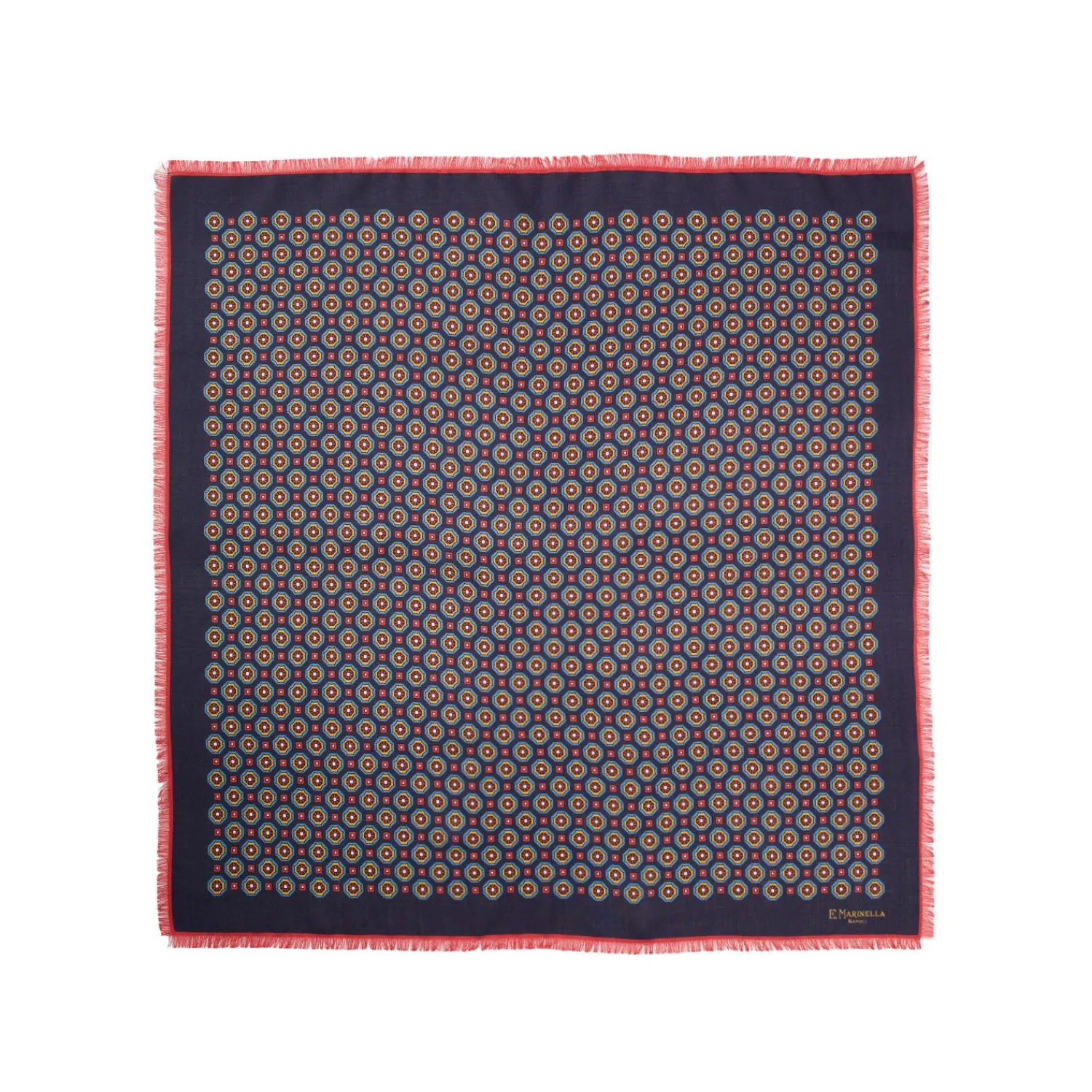 E.Marinella Sciarpe Invernali|FOULARD IN LANA, CASHMERE E SETA 65 BLU SCURO Archivio inspiration 1939