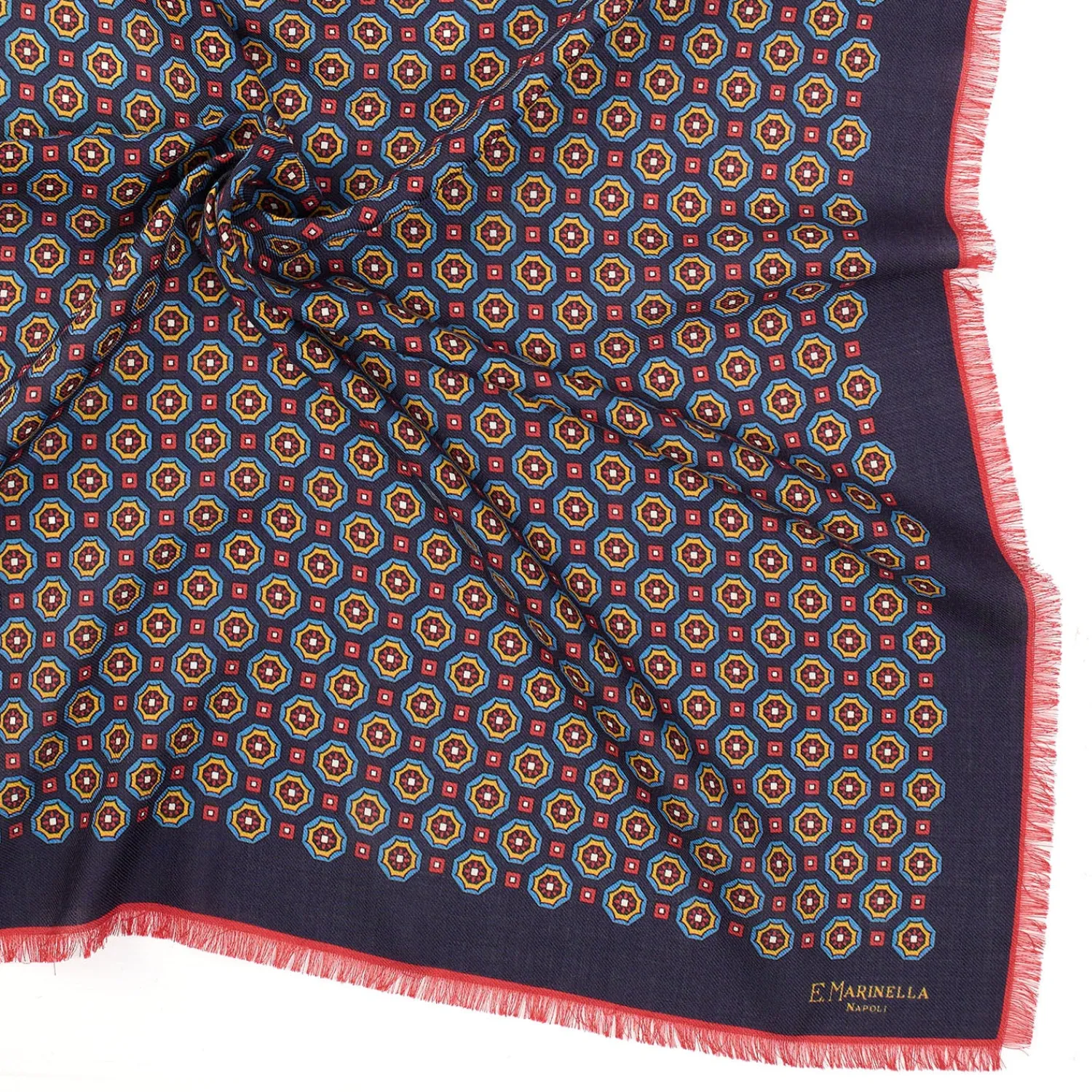 E.Marinella Sciarpe Invernali|FOULARD IN LANA, CASHMERE E SETA 65 BLU SCURO Archivio inspiration 1939