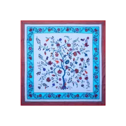 E.Marinella FOULARD|FOULARD IN SETA 90 AZZURRO L'albero della vita
