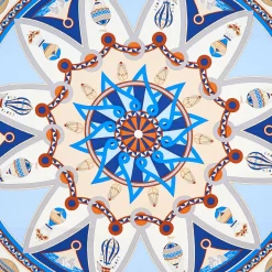E.Marinella FOULARD|FOULARD IN SETA 90 AZZURRO POLVERE Le mongolfiere