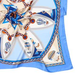 E.Marinella FOULARD|FOULARD IN SETA 90 AZZURRO POLVERE Le mongolfiere