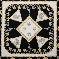E.Marinella FOULARD|FOULARD IN SETA 90 BIANCO Elefanti portafortuna