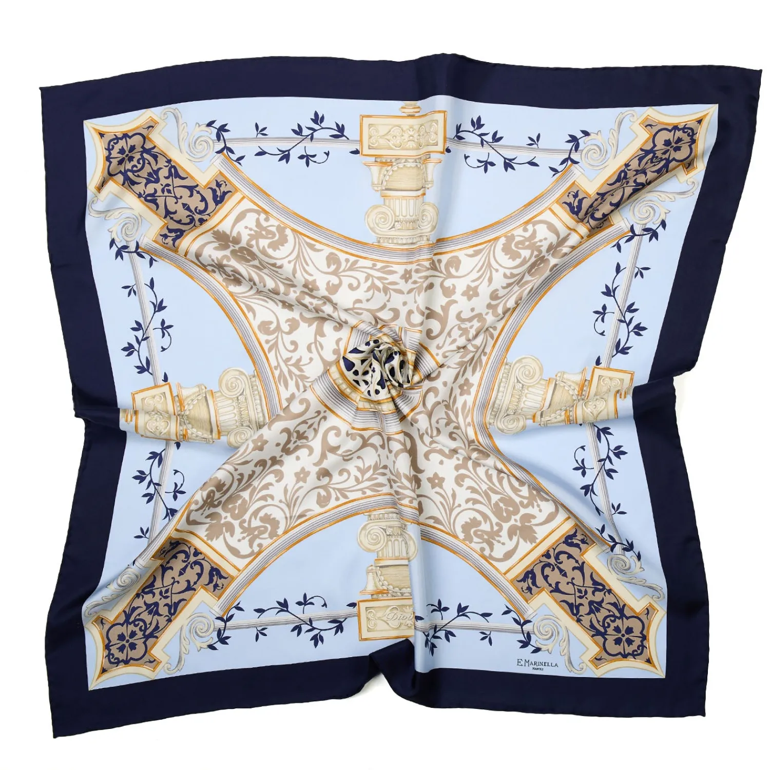 E.Marinella FOULARD|FOULARD IN SETA 90 BLU Divinita’