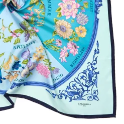 E.Marinella FOULARD|FOULARD IN SETA 90 BLU La ruota delle stagioni