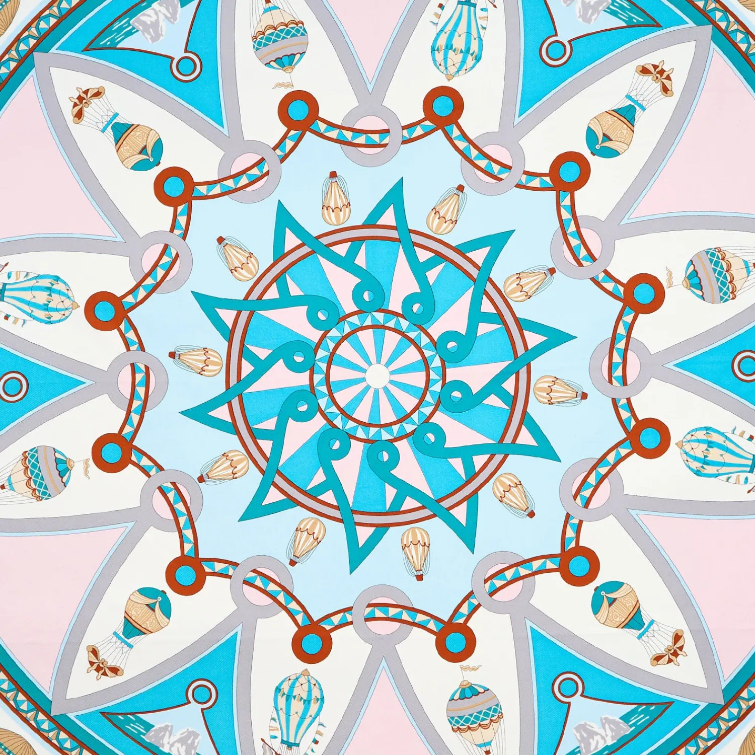 E.Marinella FOULARD|FOULARD IN SETA 90 BLU Le mongolfiere