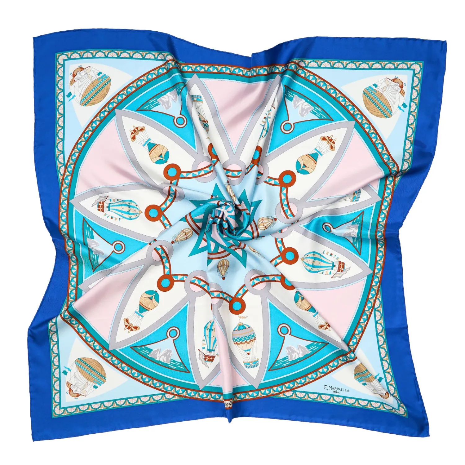 E.Marinella FOULARD|FOULARD IN SETA 90 BLU Le mongolfiere