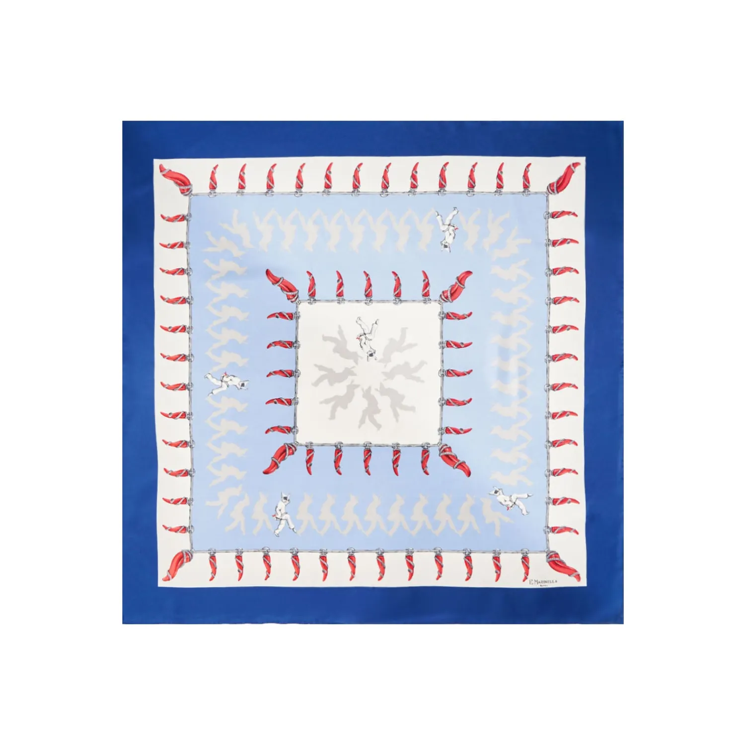 E.Marinella FOULARD|FOULARD IN SETA 90 BLU Pulcinella portafortuna
