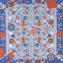 E.Marinella FOULARD|FOULARD IN SETA 90 BLU World of archivio flowers 1961