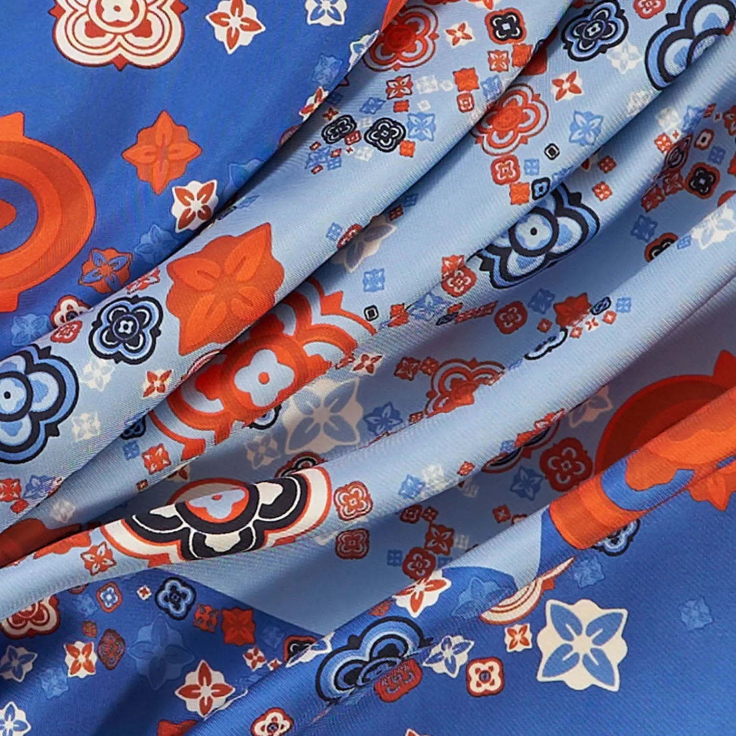E.Marinella FOULARD|FOULARD IN SETA 90 BLU World of archivio flowers 1961