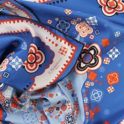 E.Marinella FOULARD|FOULARD IN SETA 90 BLU World of archivio flowers 1961