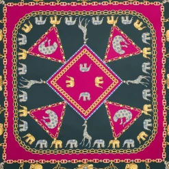 E.Marinella FOULARD|FOULARD IN SETA 90 FUCSIA Elefanti portafortuna
