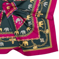 E.Marinella FOULARD|FOULARD IN SETA 90 FUCSIA Elefanti portafortuna