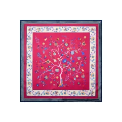 E.Marinella FOULARD|FOULARD IN SETA 90 FUCSIA L'albero della vita