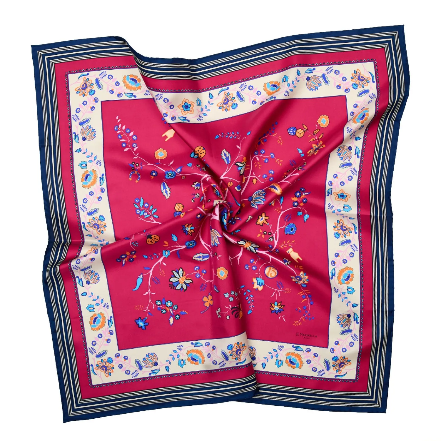 E.Marinella FOULARD|FOULARD IN SETA 90 FUCSIA L'albero della vita