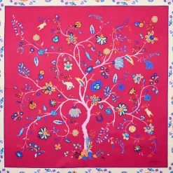E.Marinella FOULARD|FOULARD IN SETA 90 FUCSIA L'albero della vita