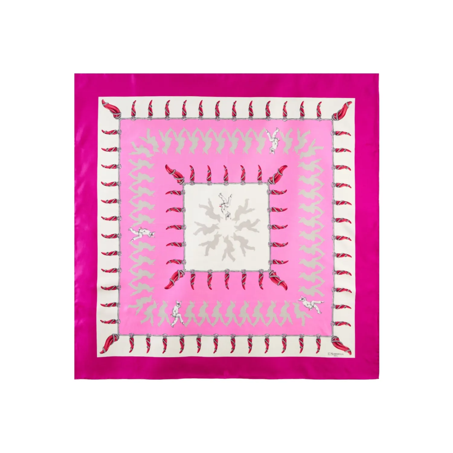 E.Marinella FOULARD|FOULARD IN SETA 90 FUCSIA Pulcinella portafortuna