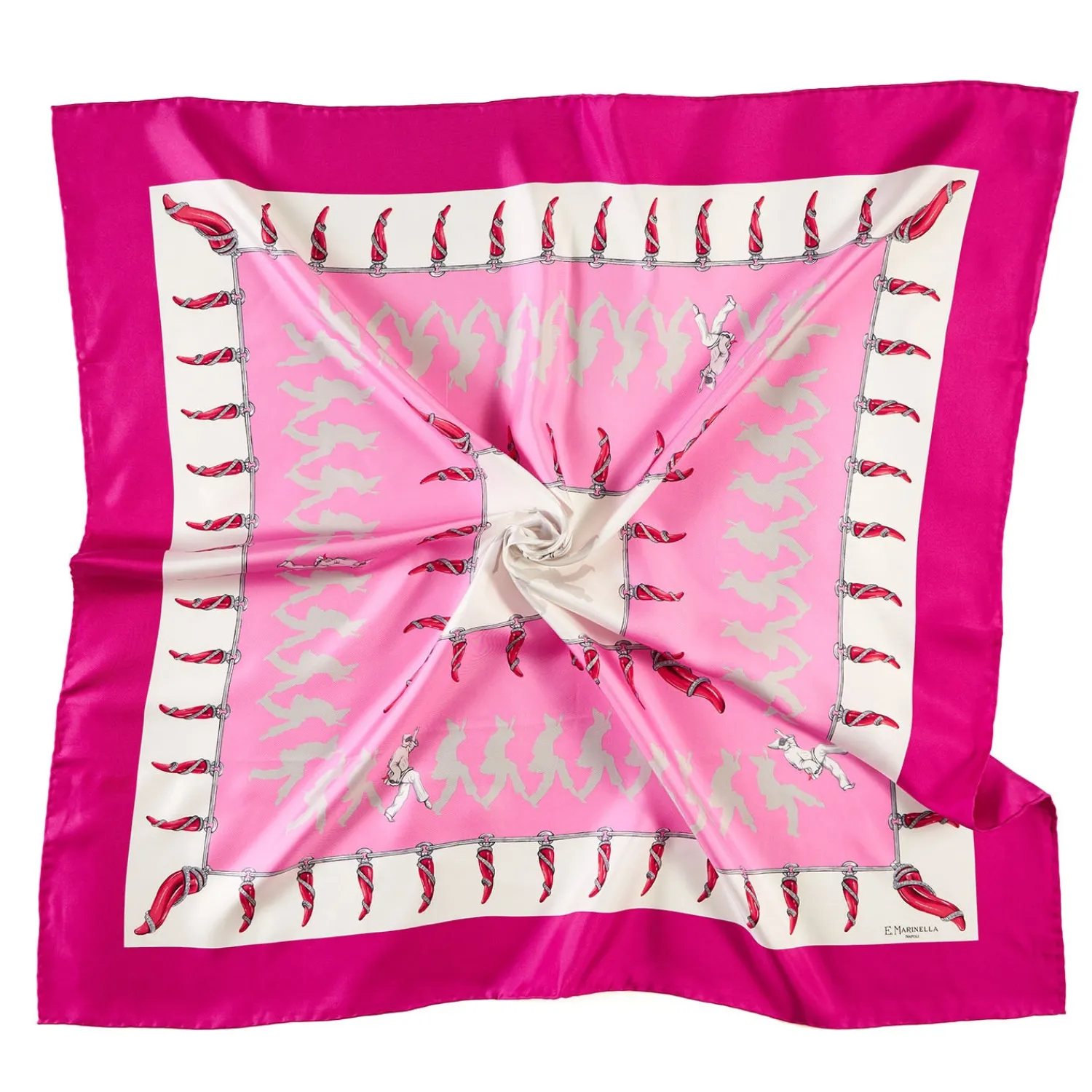 E.Marinella FOULARD|FOULARD IN SETA 90 FUCSIA Pulcinella portafortuna