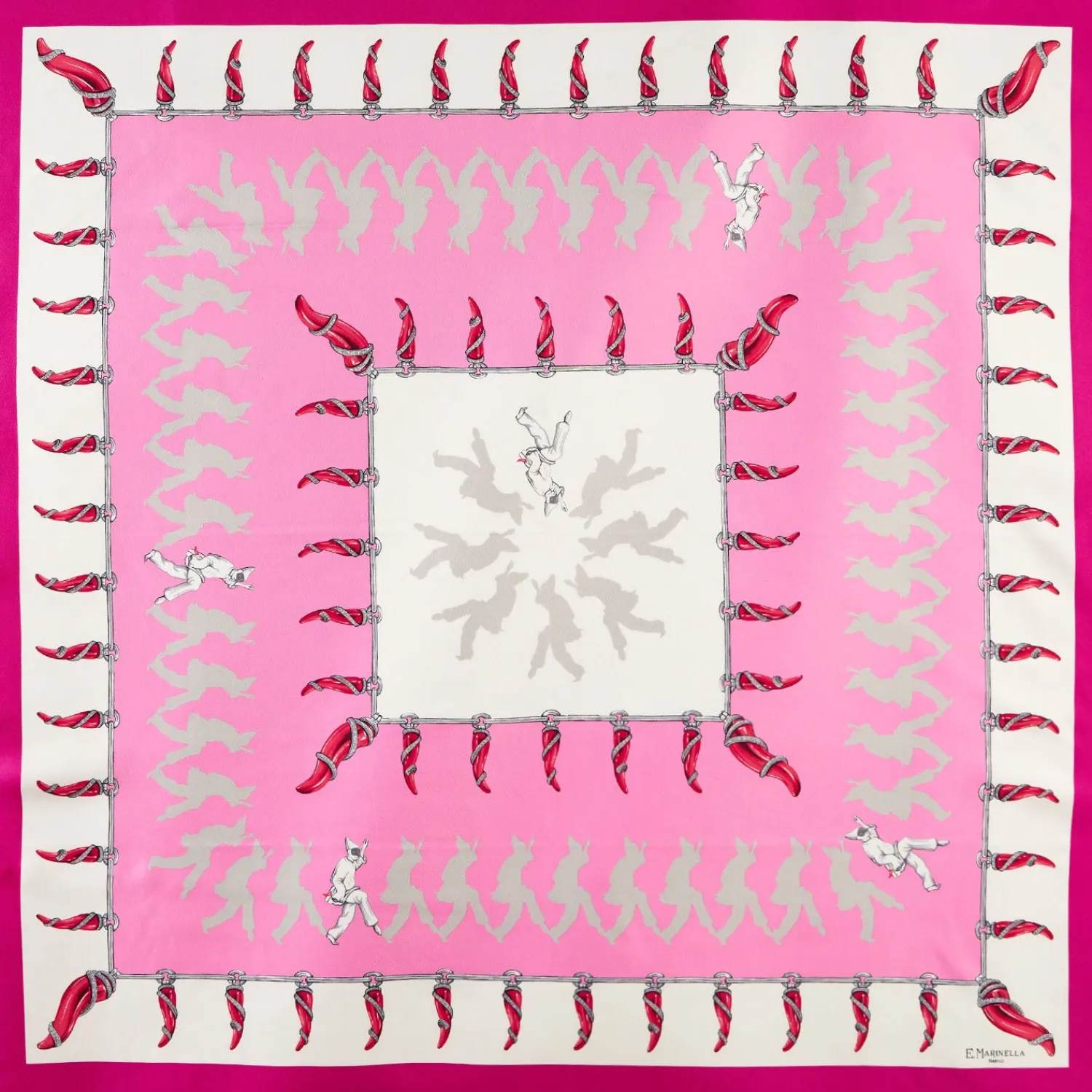 E.Marinella FOULARD|FOULARD IN SETA 90 FUCSIA Pulcinella portafortuna