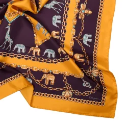 E.Marinella FOULARD|FOULARD IN SETA 90 GIALLO Elefanti portafortuna