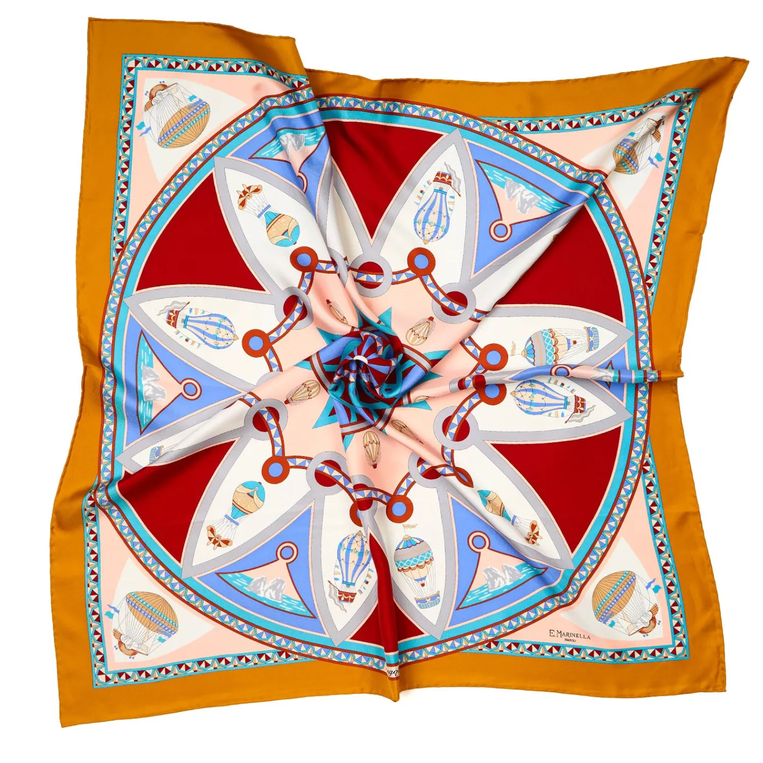 E.Marinella FOULARD|FOULARD IN SETA 90 GIALLO Le mongolfiere