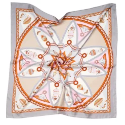 E.Marinella FOULARD|FOULARD IN SETA 90 GRIGIO CHIARO Le mongolfiere