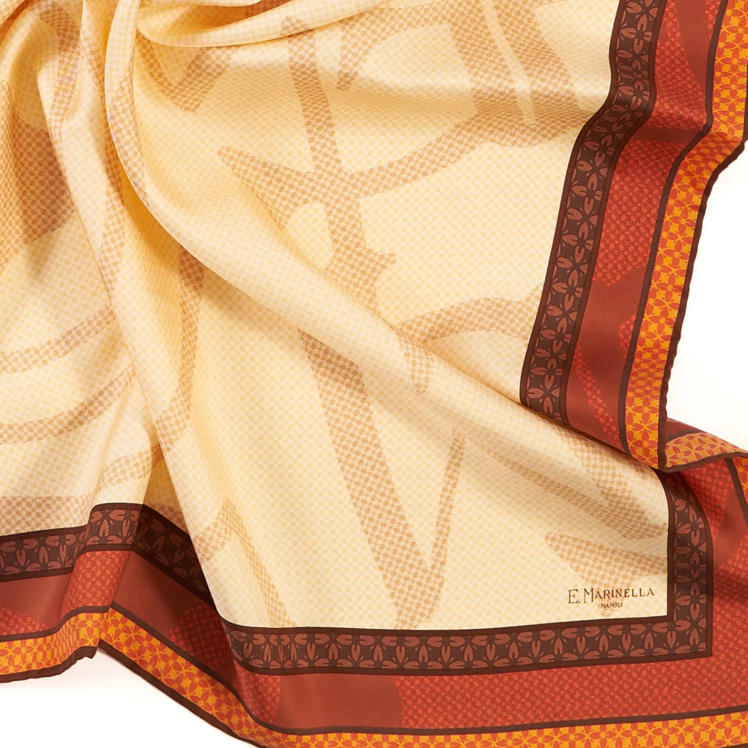 E.Marinella FOULARD|FOULARD IN SETA 90 MARRONE CHIARO Archivio ispiration 1961