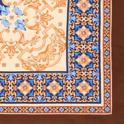 E.Marinella FOULARD|FOULARD IN SETA 90 MARRONE CHIARO Maiolica mediterranea