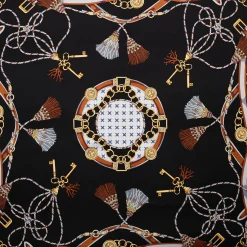 E.Marinella FOULARD|FOULARD IN SETA 90 NERO Microfantasia, nappine e chiavi